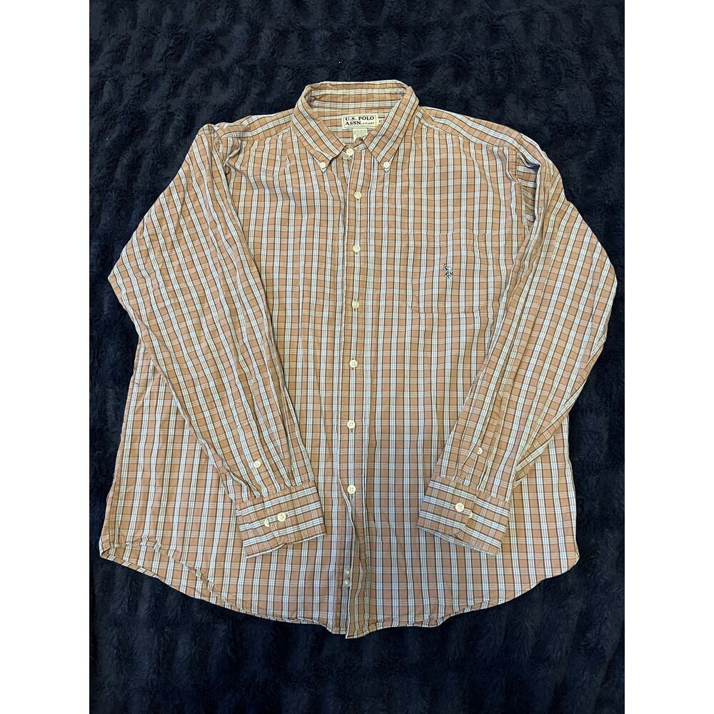 U.S. Polo Assn Mens XL Button Down Shirt Plaid Long Sleeve Cotton Casual
